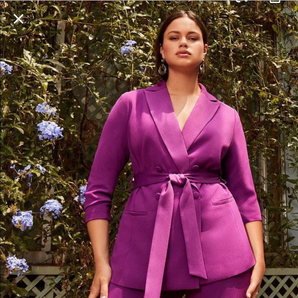 Eloquii Double Breasted Blazer Fuchsia